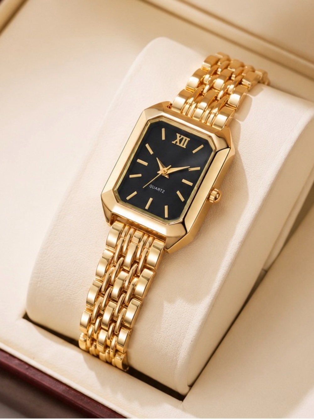 Elegant Lunelle Gold Black Dial Watch